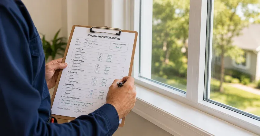 technician inspecting window seal and frame in Armitage, Newmarket