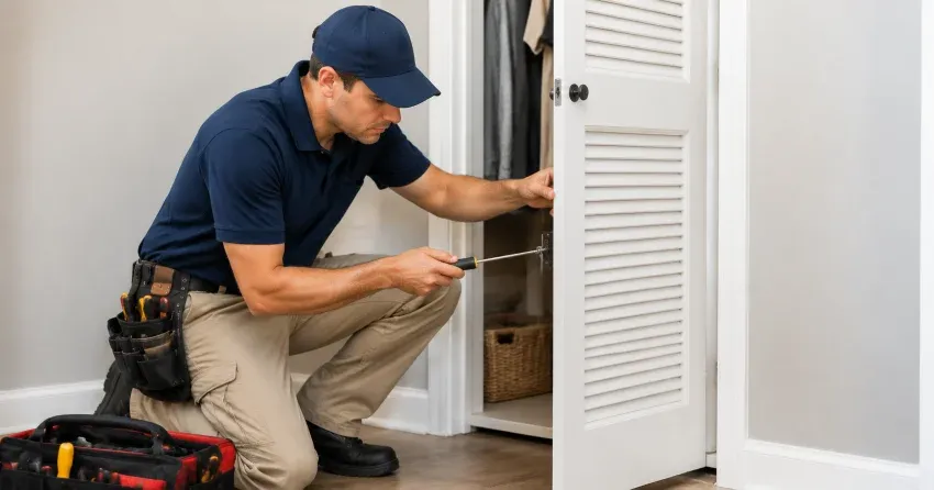 technician repairing doorbell button and wiring in Newmarket