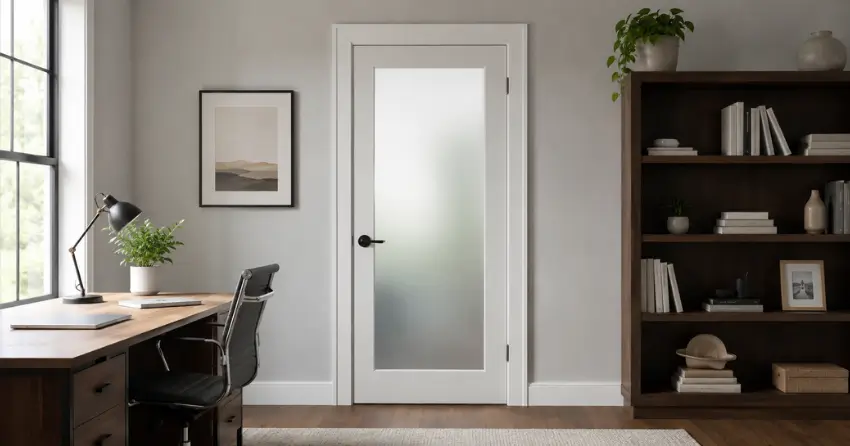 frosted interior door installed in home office in Central Newmarket, Newmarket