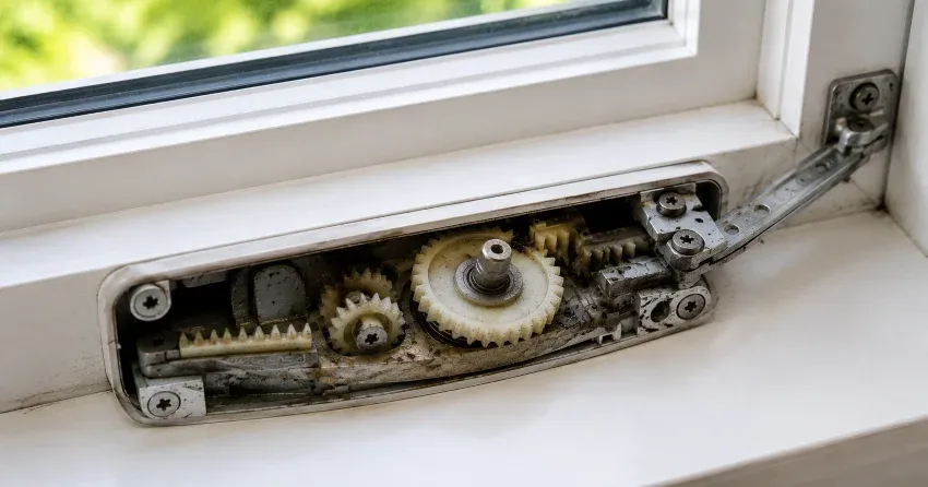 technician replacing casement window crank operator in Central Newmarket, Newmarket home