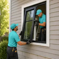 Exterior view of a finished door and window project